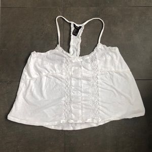 white flowey lace tank